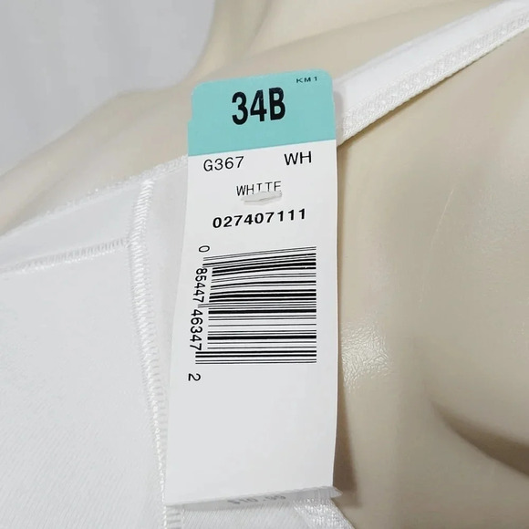 34B Hanes G367 Cotton Wireless Wire Free Sports‎ Bra White NWT - Picture 4 of 7
